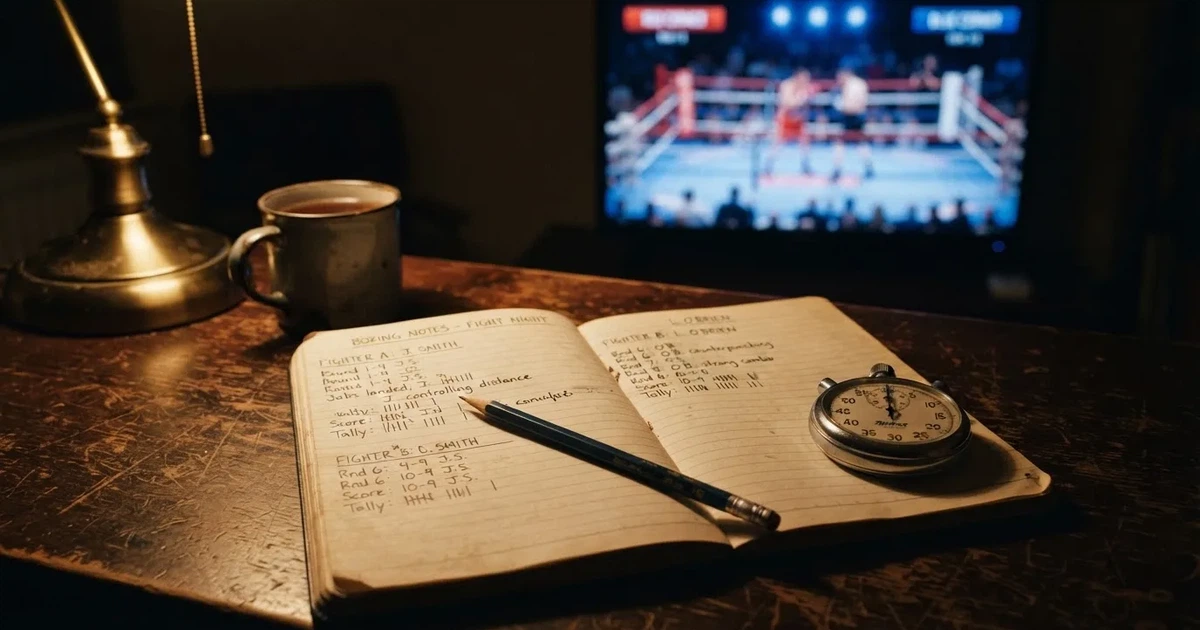 An open notebook with a pencil and a stopwatch on a wooden table